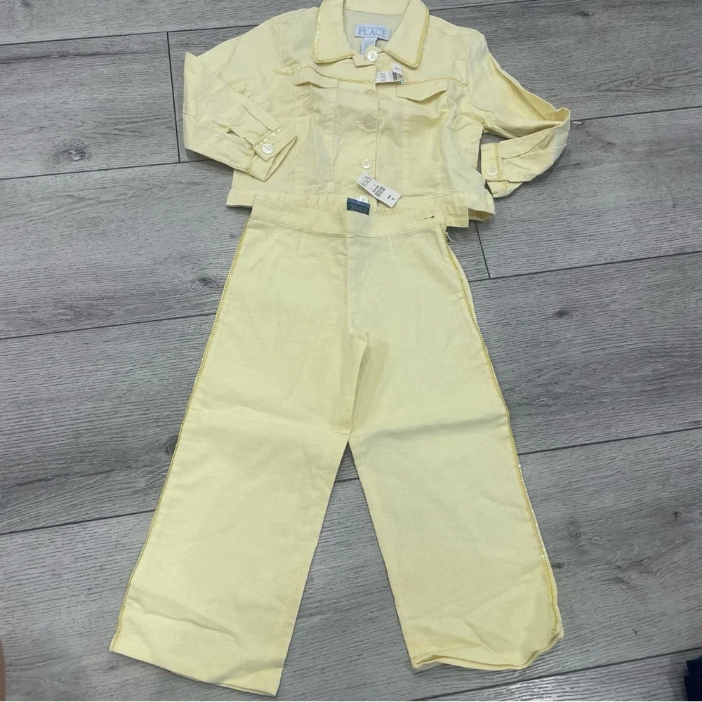 The Children's Place Light Yellow Wide Leg Set